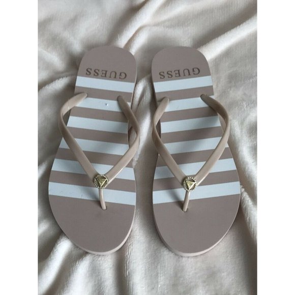 Women’s Sandals Size 11 Guess WG LENT13-C Light Pink strips Style Flip Flops - Picture 6 of 10